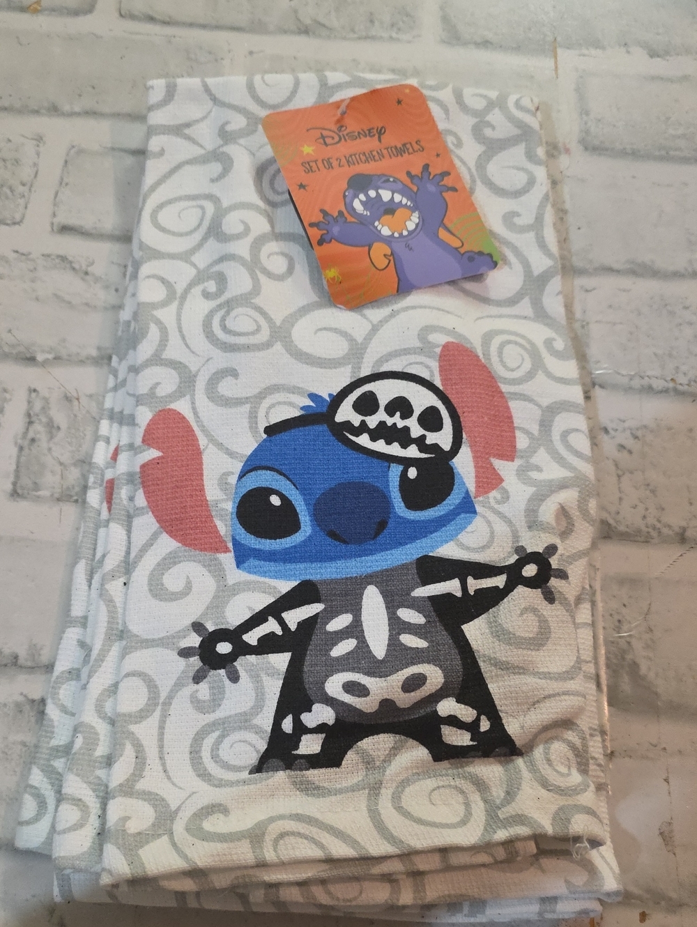 Disney Stitch Skeleton Kitchen Towel - Blue, Black, Pink